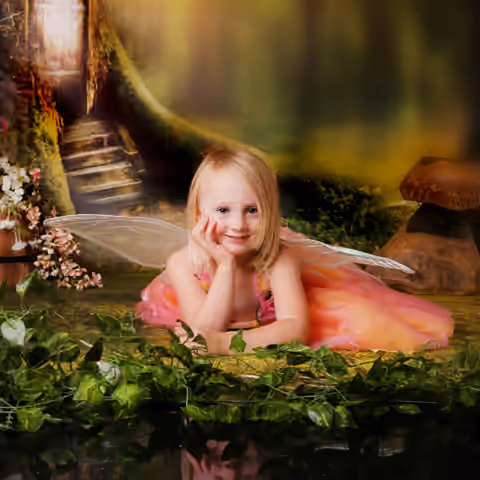 Close-up fairy portrait with magical styling.